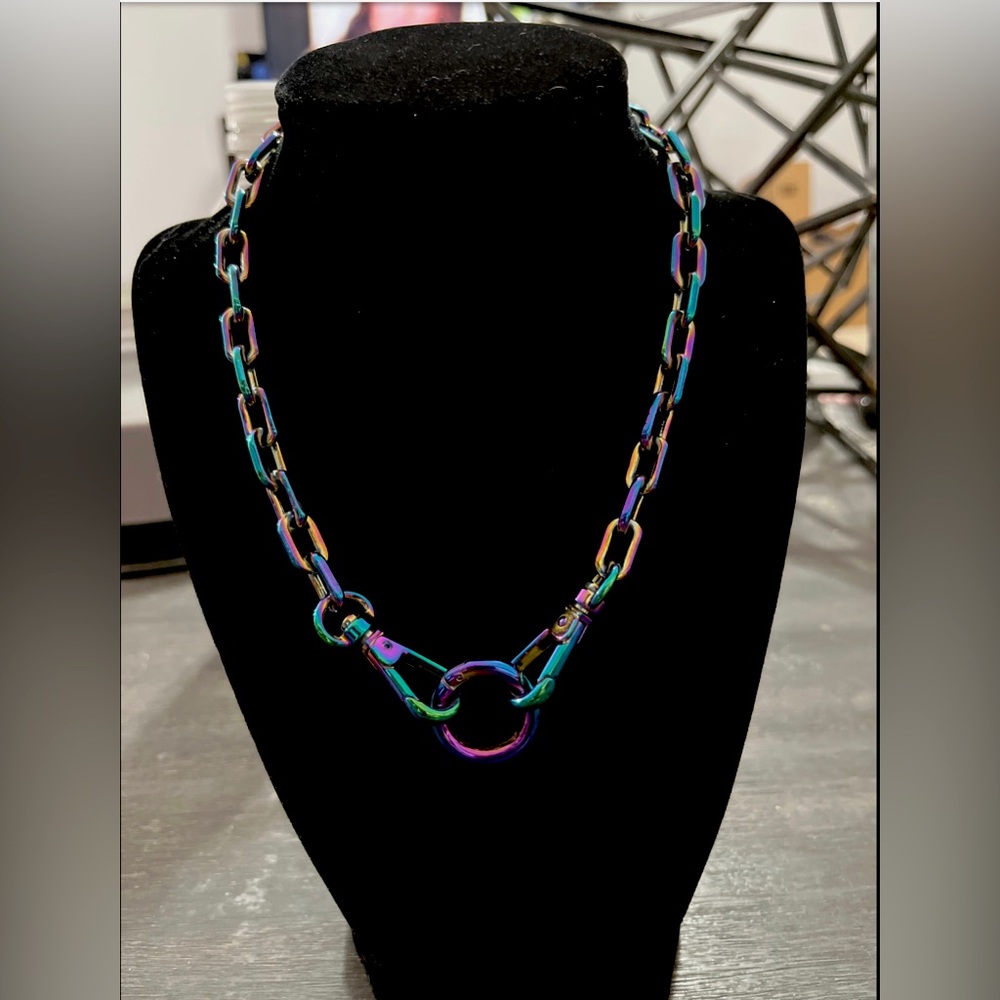 Rainbow Punk Paper Clip Necklace